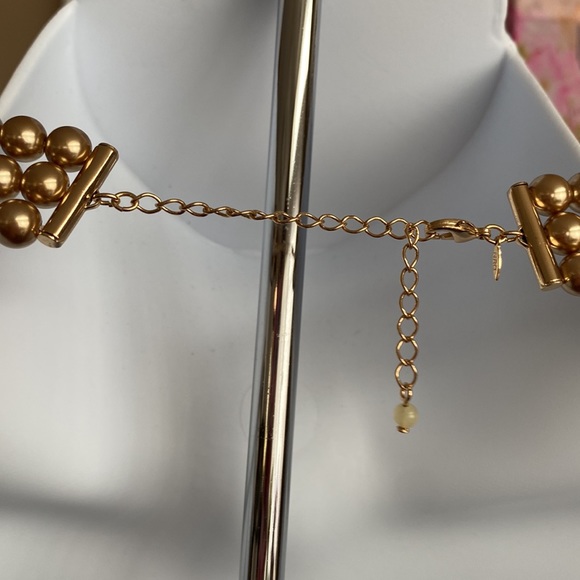 Satin golded finished 3 strand V Necklace and Bracelet - Picture 4 of 9